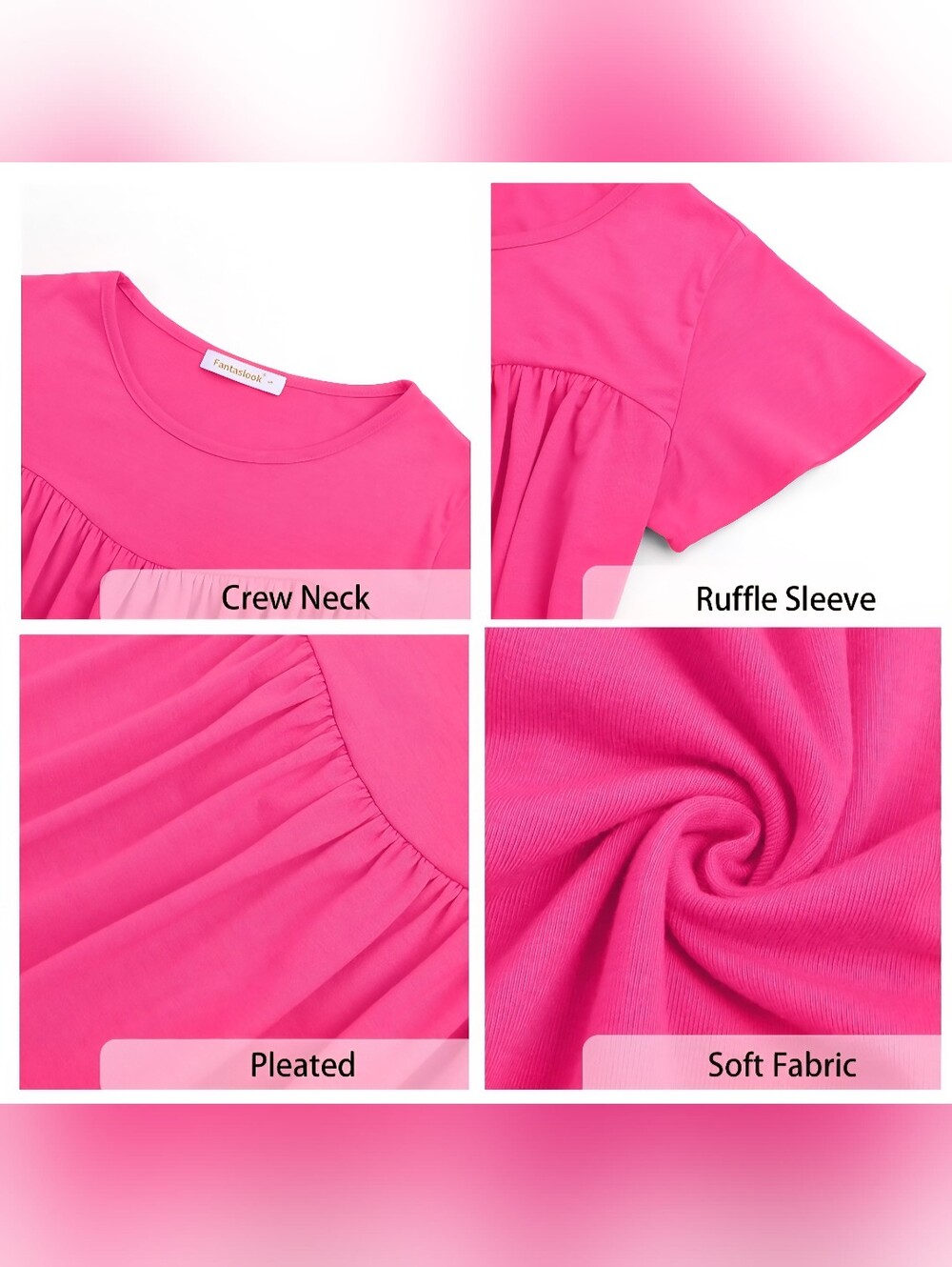 Women’s Flutter Sleeve Pink Top- Full & Plus Sizes - Picture 5 of 7